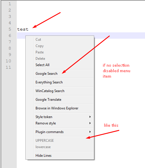 if no selection disabled custom menu item · Issue #9361 · notepad-plus ...
