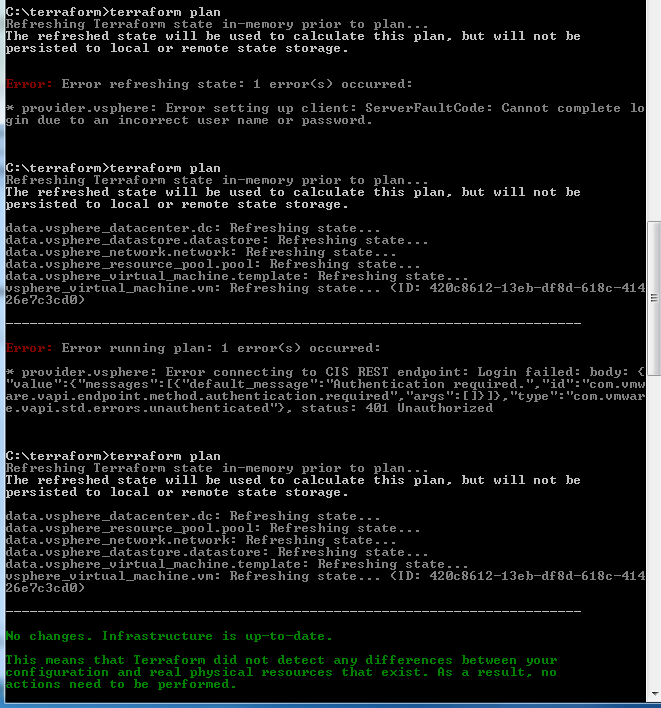 com.vmware.vapi.std.errors.unauthorized Authentication Error: Inspite of providing the same credentials it was  showing authentication error atleast once out of three times. · Issue #375  · vmware/terraform-provider-vsphere