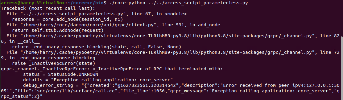 [BUG] Unknown error within gRPC API · Issue #586 · coreemu/core · GitHub