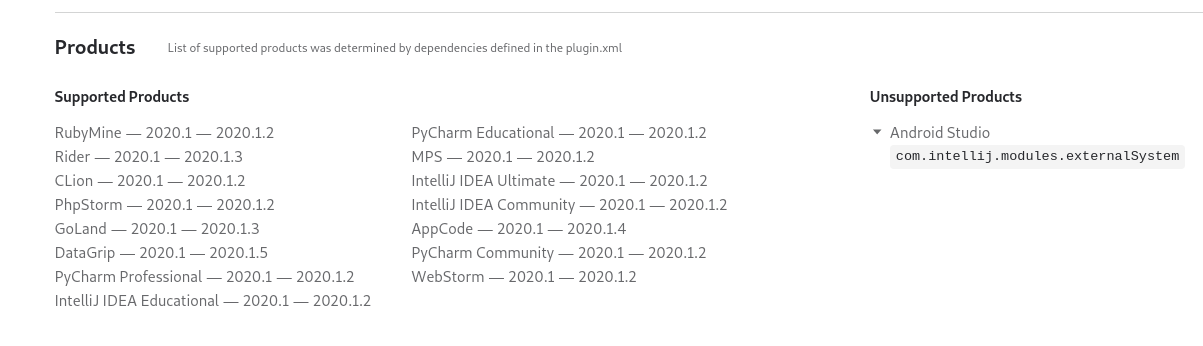 Android Studio is not supported due to dependency on externalSystem ...