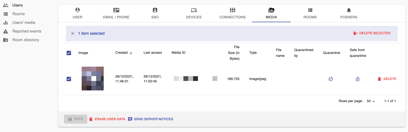Bulk delete media screenshot
