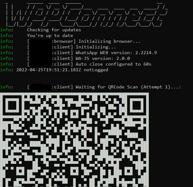 Após reiniciar o WPP Connect, ele não detecta a sessão e pede para ler ...