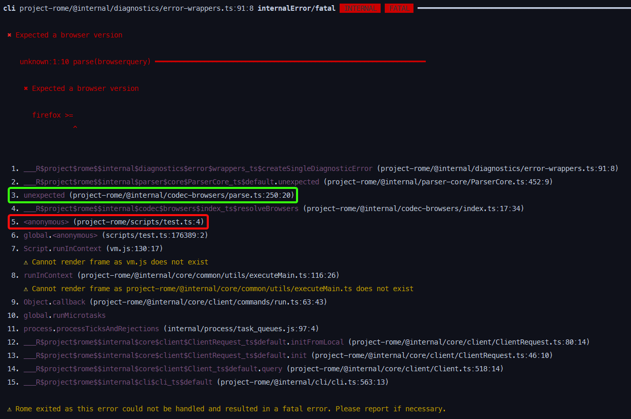 🐛 Error stack trace lines are offset by 1 · Issue #1380 · rome/tools ...