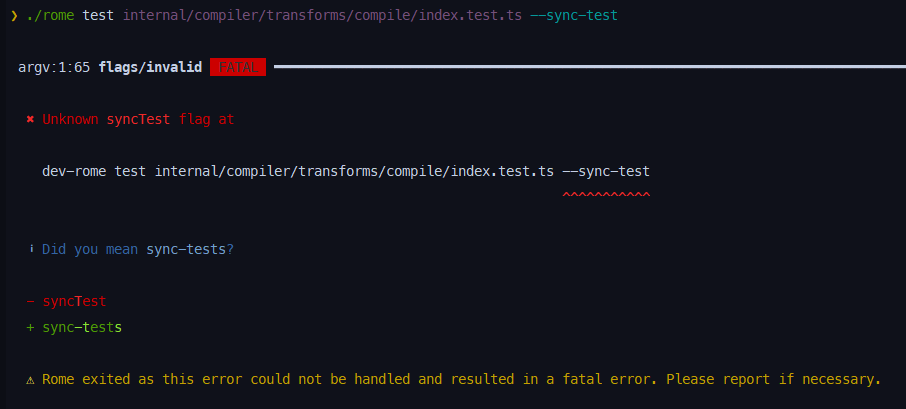 🐛 Invalid flag message wrong string case · Issue #1395 · rome/tools ...
