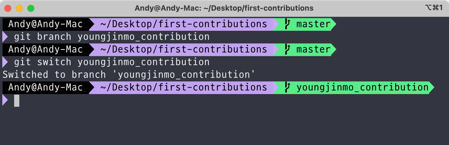 Create branch and switch