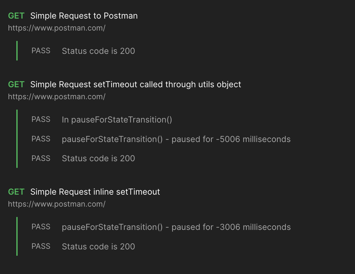 setTimeout() called from a collection level Prerequest script, has