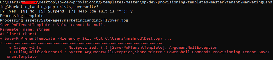 Save-PnPTenantTemplate : Value cannot be null. · Issue #289 · pnp/sp ...