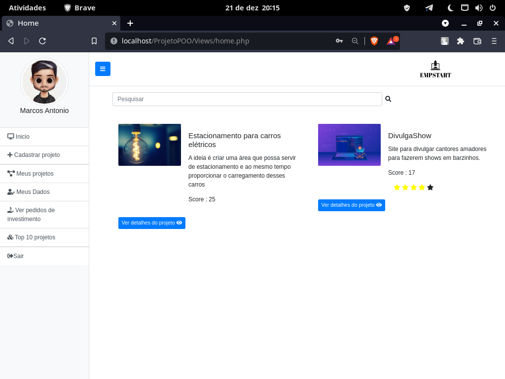 GitHub - Marcos-Antonio1/EmpStart: Sistema de divulgação e investimento ...