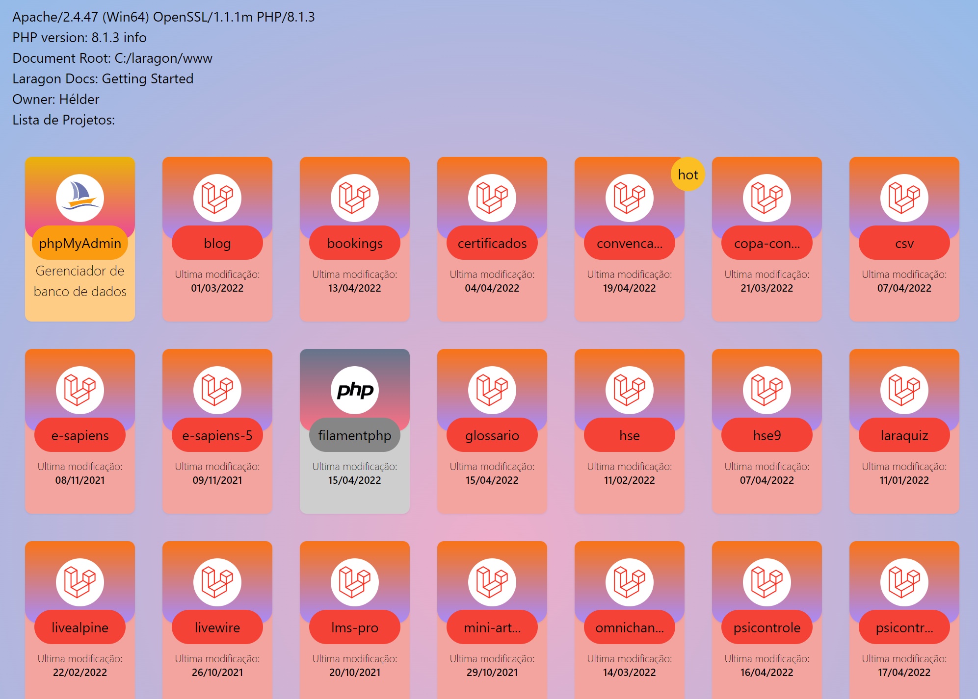 GitHub - helderlj/localhost-index: Index para o localhost utilizando ...