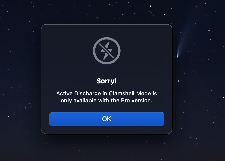 Active Discharge in Clamshell Mode is only available with the Pro
