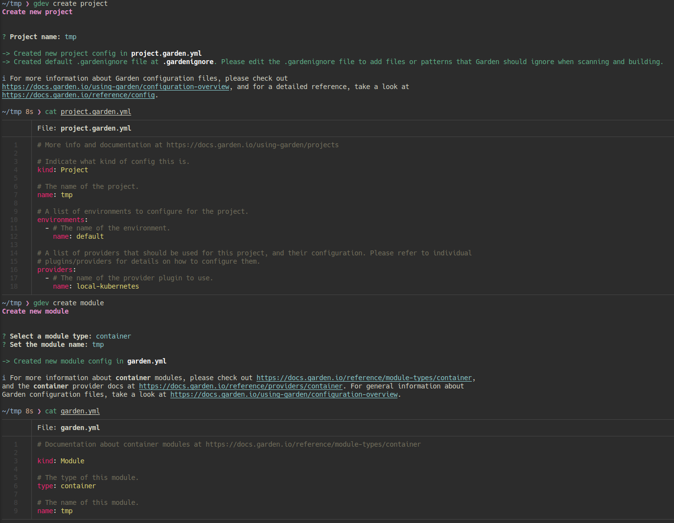 Remove commented fields from create command outputs by Orzelius · Pull Request 3068 · gardenio