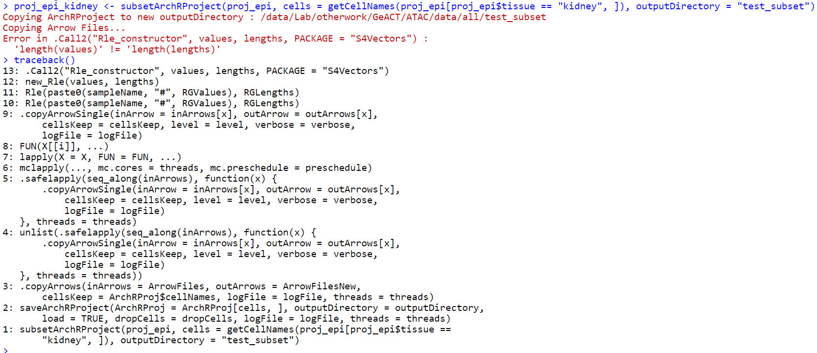 Error when dropCells = T in saveArchRProject/subsetArchRProject · Issue ...