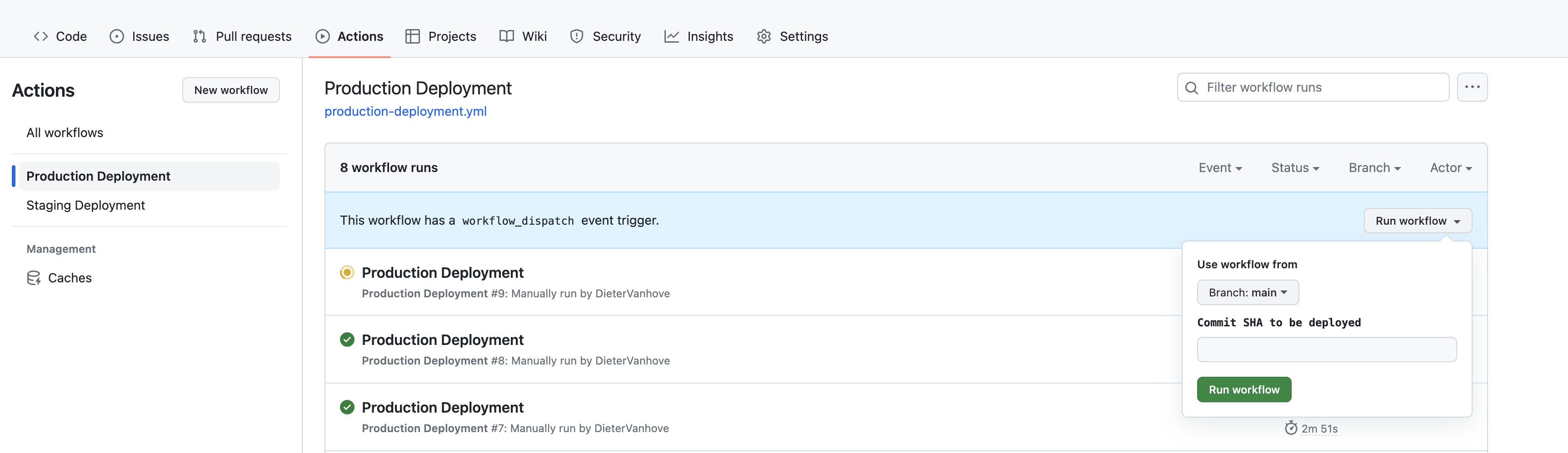 Feature Request: Display and Select Commit to Deploy in Github Actions ...