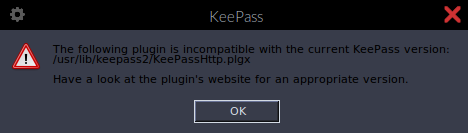 keepass plugin error