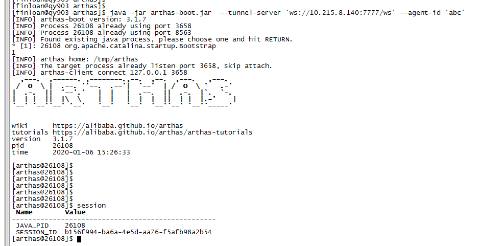 Arthas启动后session没有显示AgentId · Issue #1002 · alibaba/arthas · GitHub