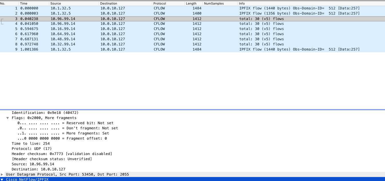 flowプロフ確認お願いします。 How can I determine if a NetFlow enabled device is sending