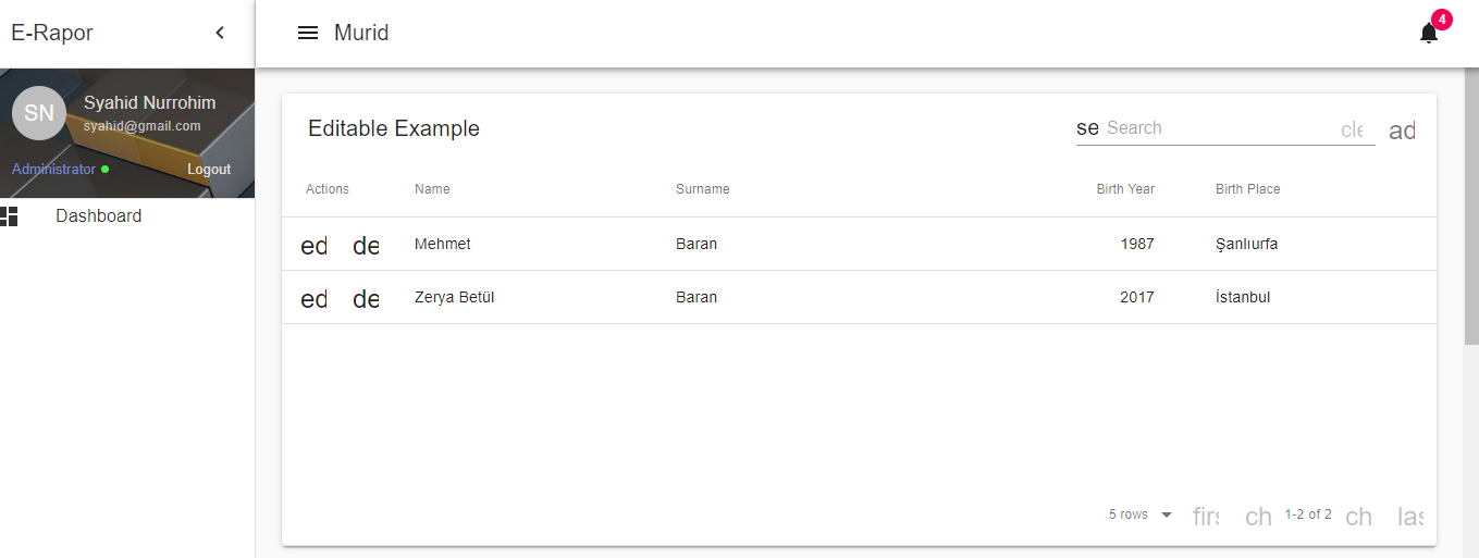Fonts doesnt working and material table breaking the whole element ...