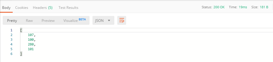 Response when using first JSON