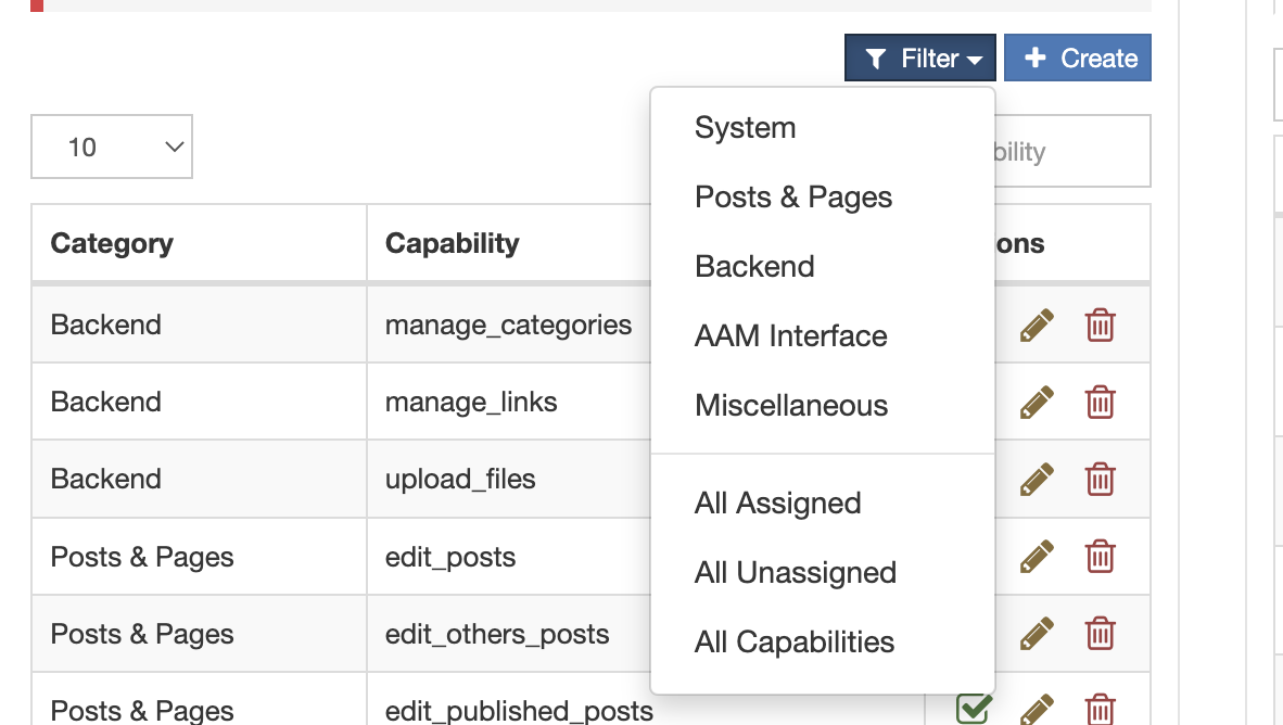 Add the ability to filter assigned/unassigned capabilities · Issue 218