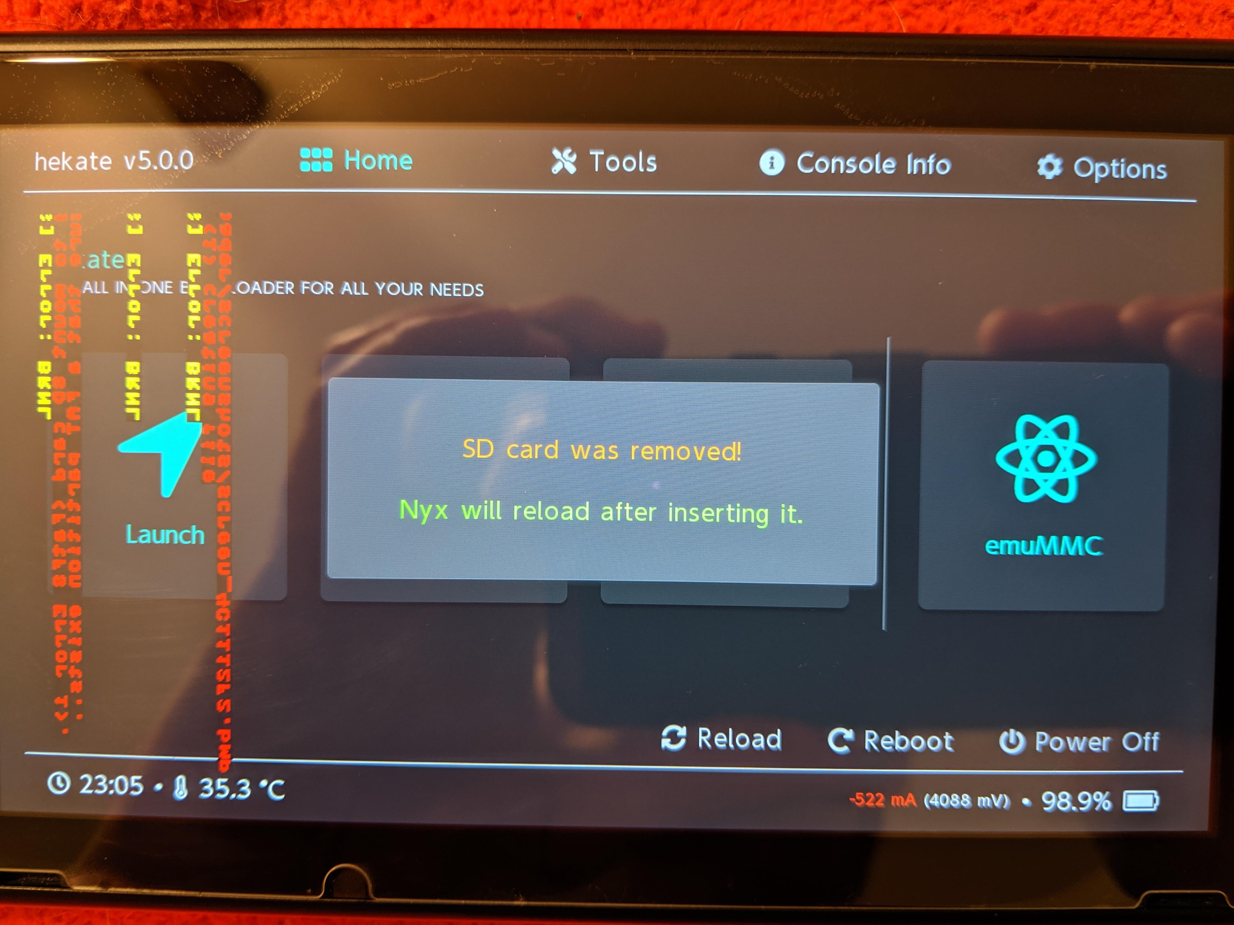 Error thrown when trying to take screenshot while SD card removed