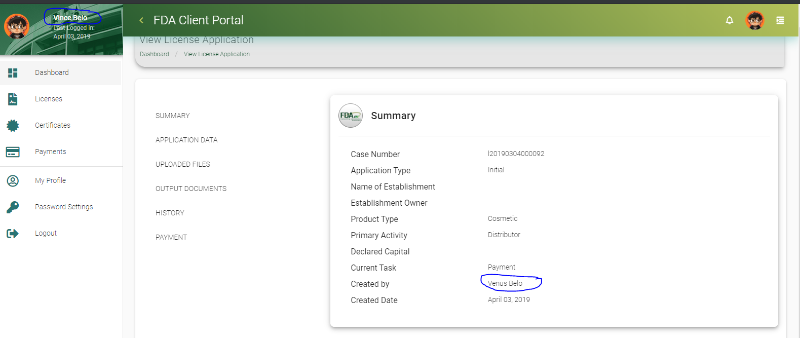 Minor - Created by in Summary payments details didn't display updated ...