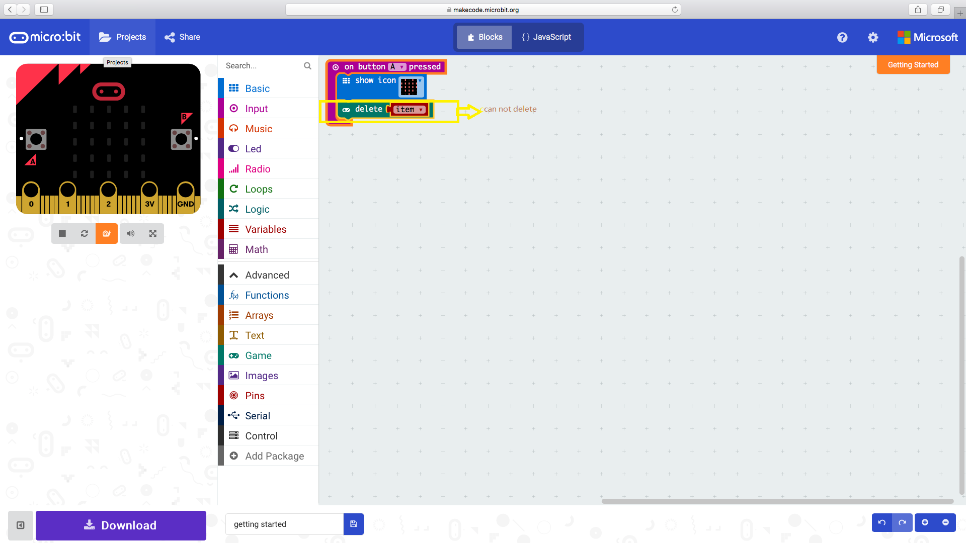 Block can't be deleted when run end · Issue #3643 · microsoft/pxt · GitHub