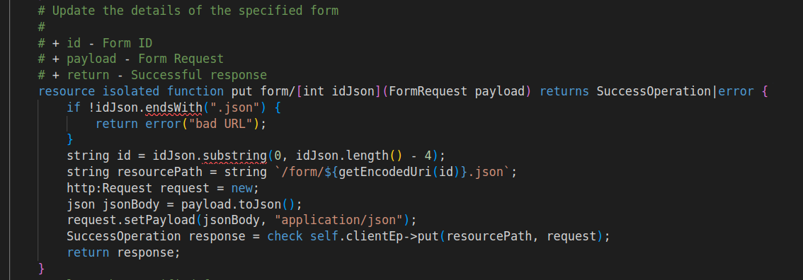 Resource function with compile time errors generated for formstack ...