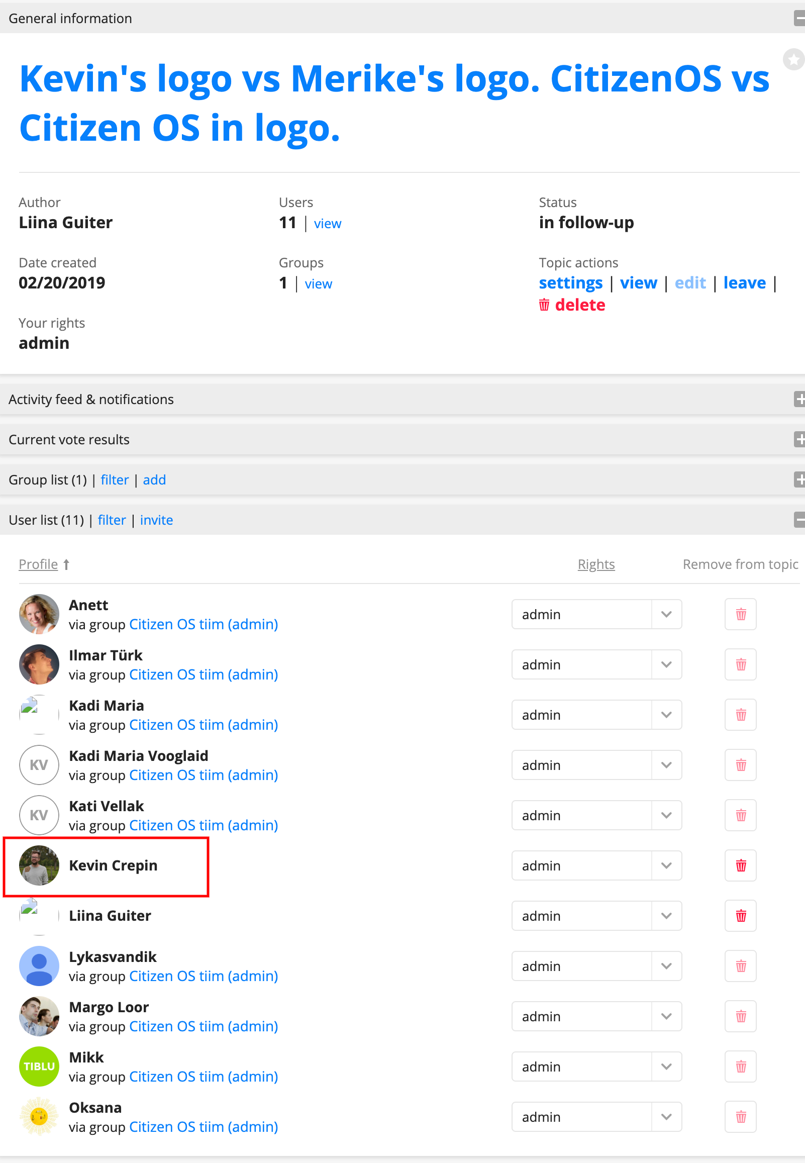 Topic doesn't list all users who have access to it + other issues ...