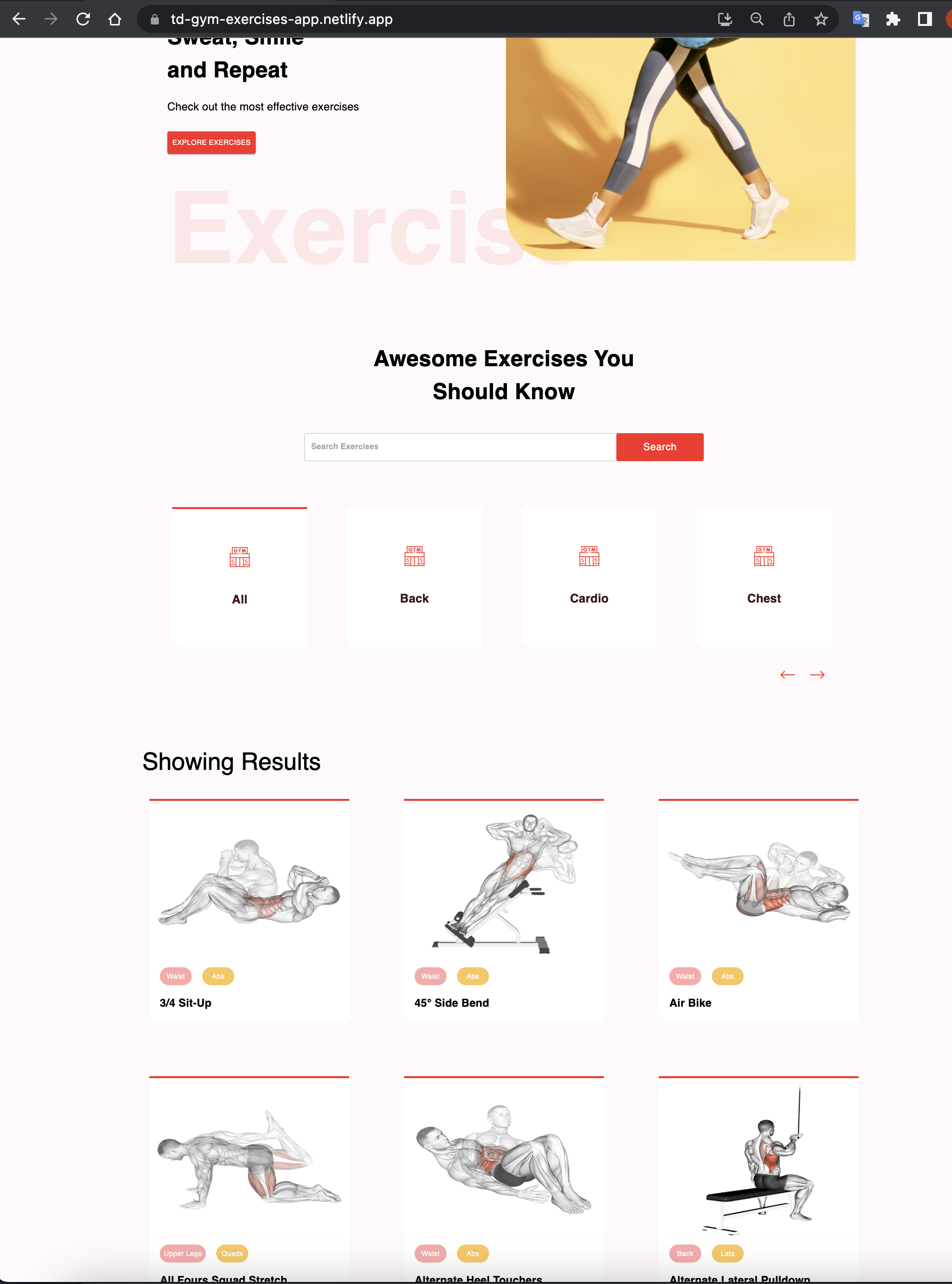 Github tddag gym exercises app