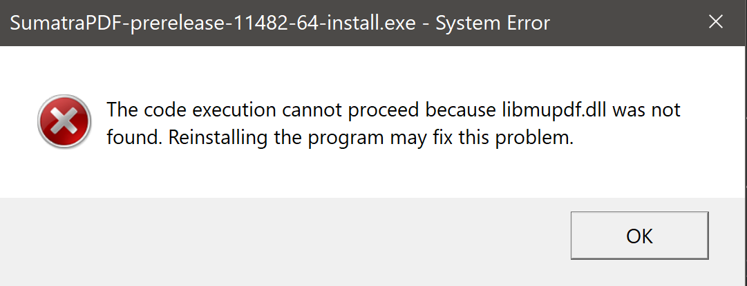 [Prerelease 11482] Unable to Install · Issue #1285 · sumatrapdfreader ...