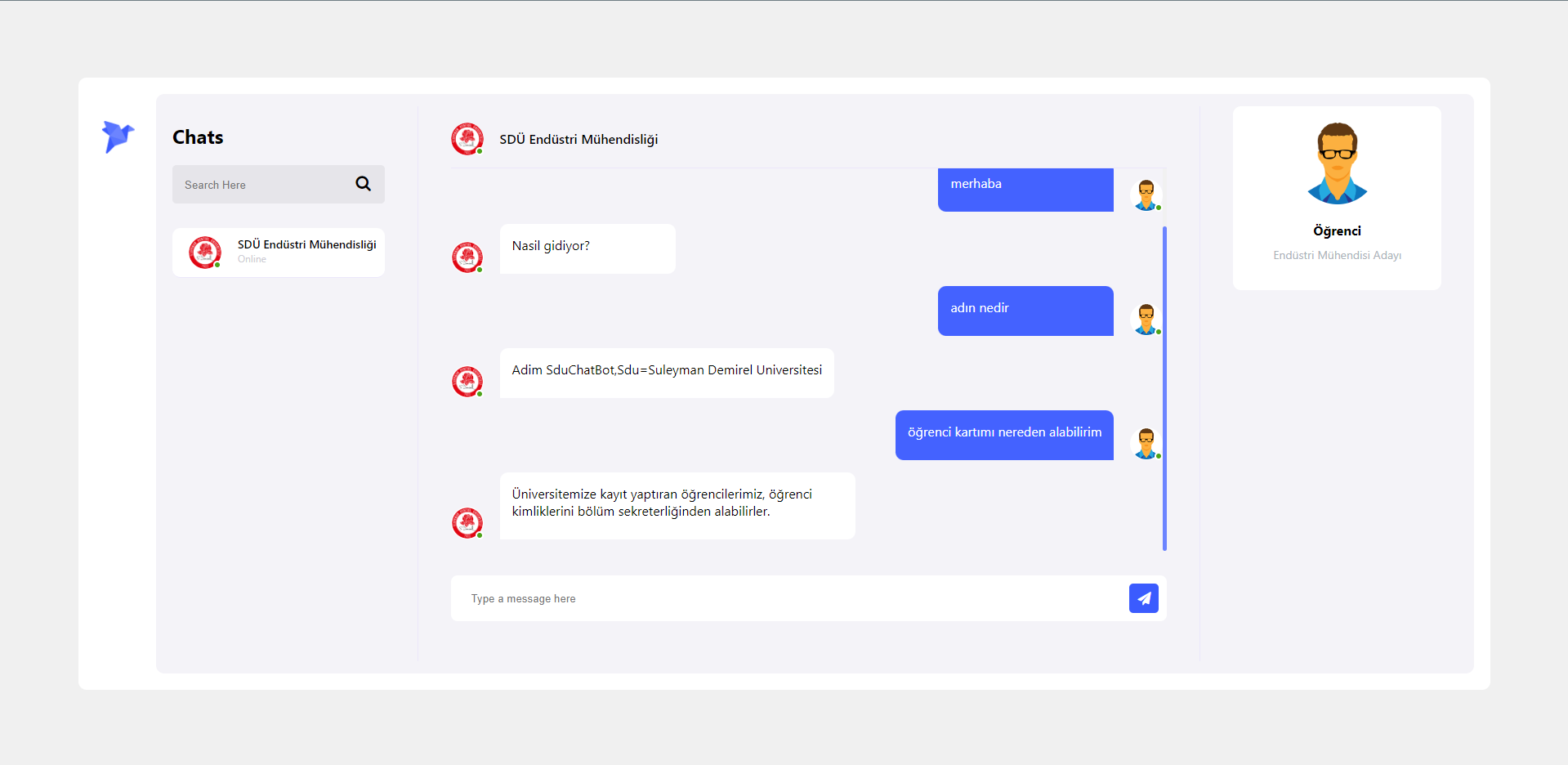 GitHub - emreozgoz/SDUEndChatBot: SDÜ Endüstri Mühendisliği Bitirme ...