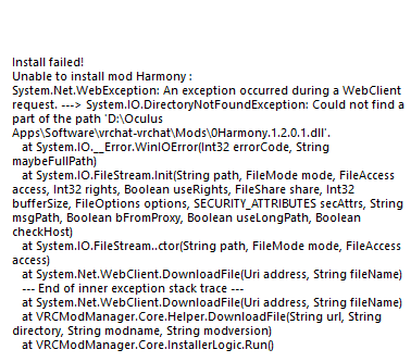 VrChat error