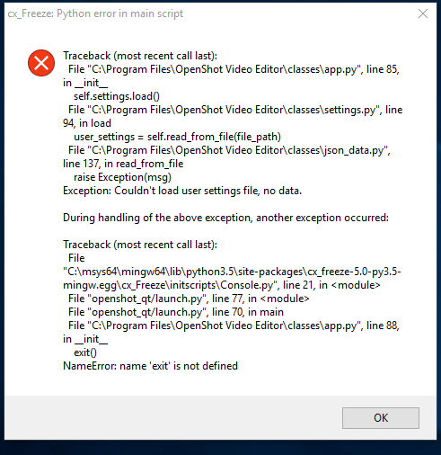 Windows10 openshot launch error (& reinstall repeats error) · Issue ...