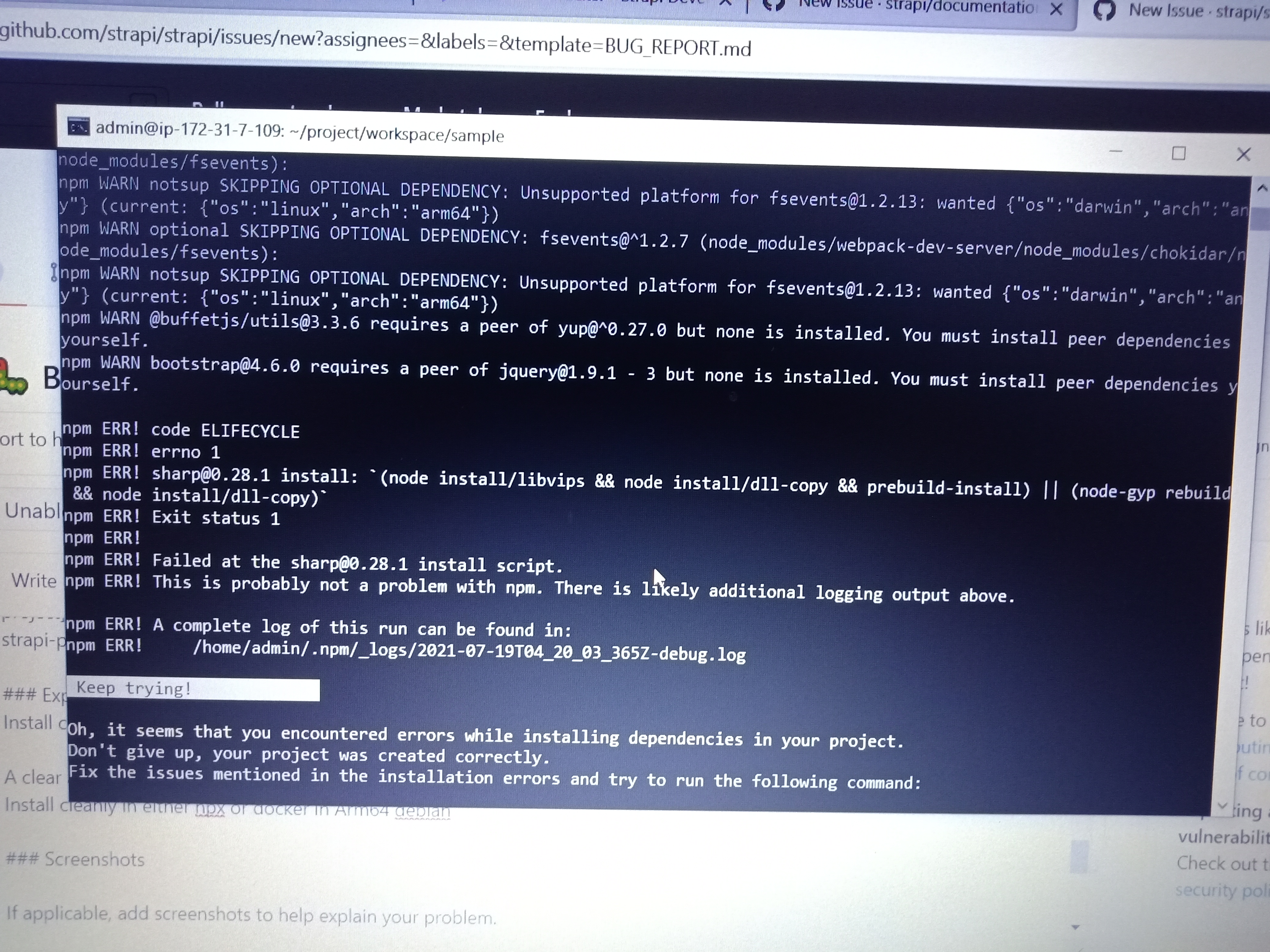 Unable to create project in arm64 machines due to Sharp installation ...