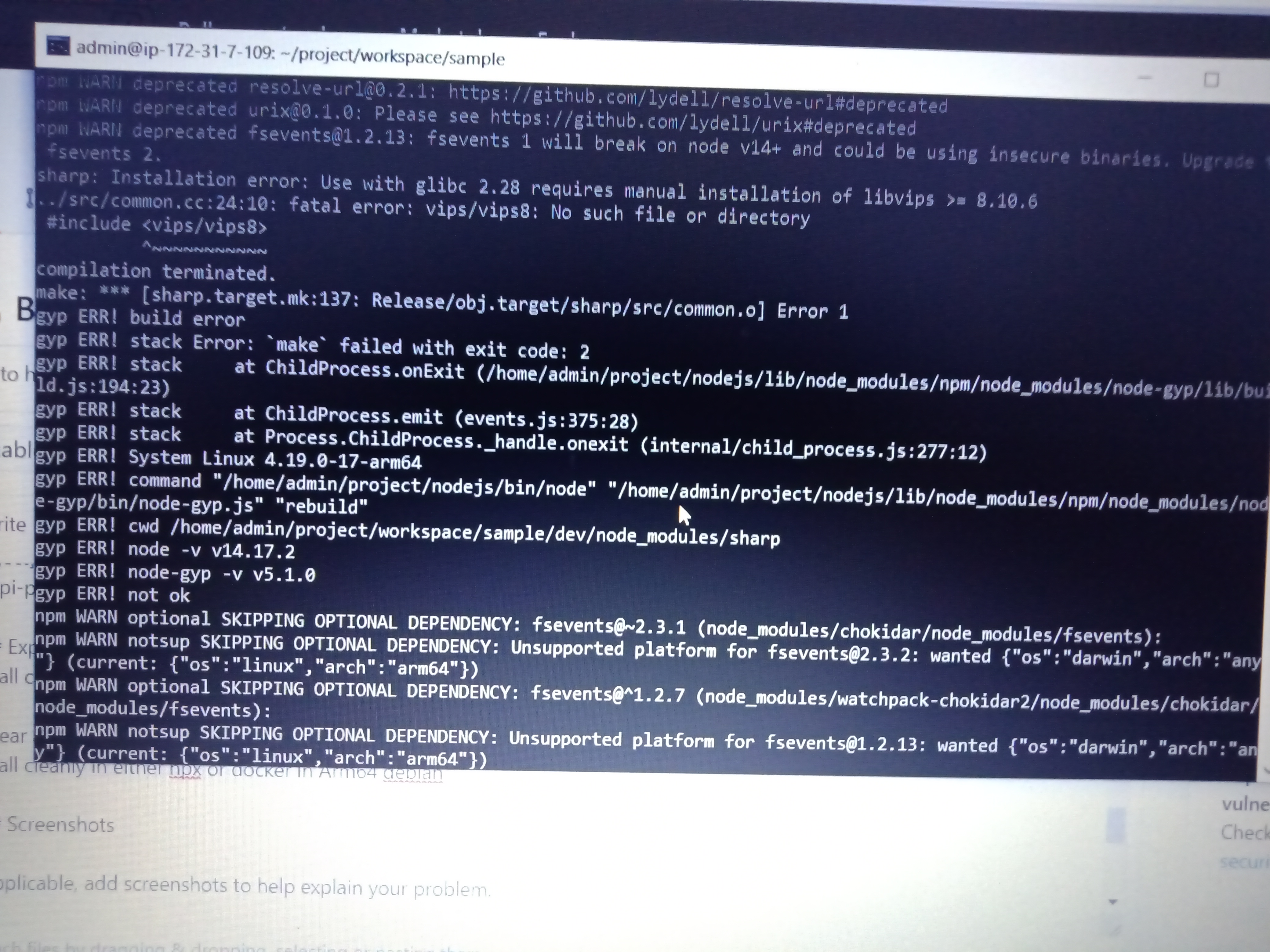 Unable to create project in arm64 machines due to Sharp installation ...