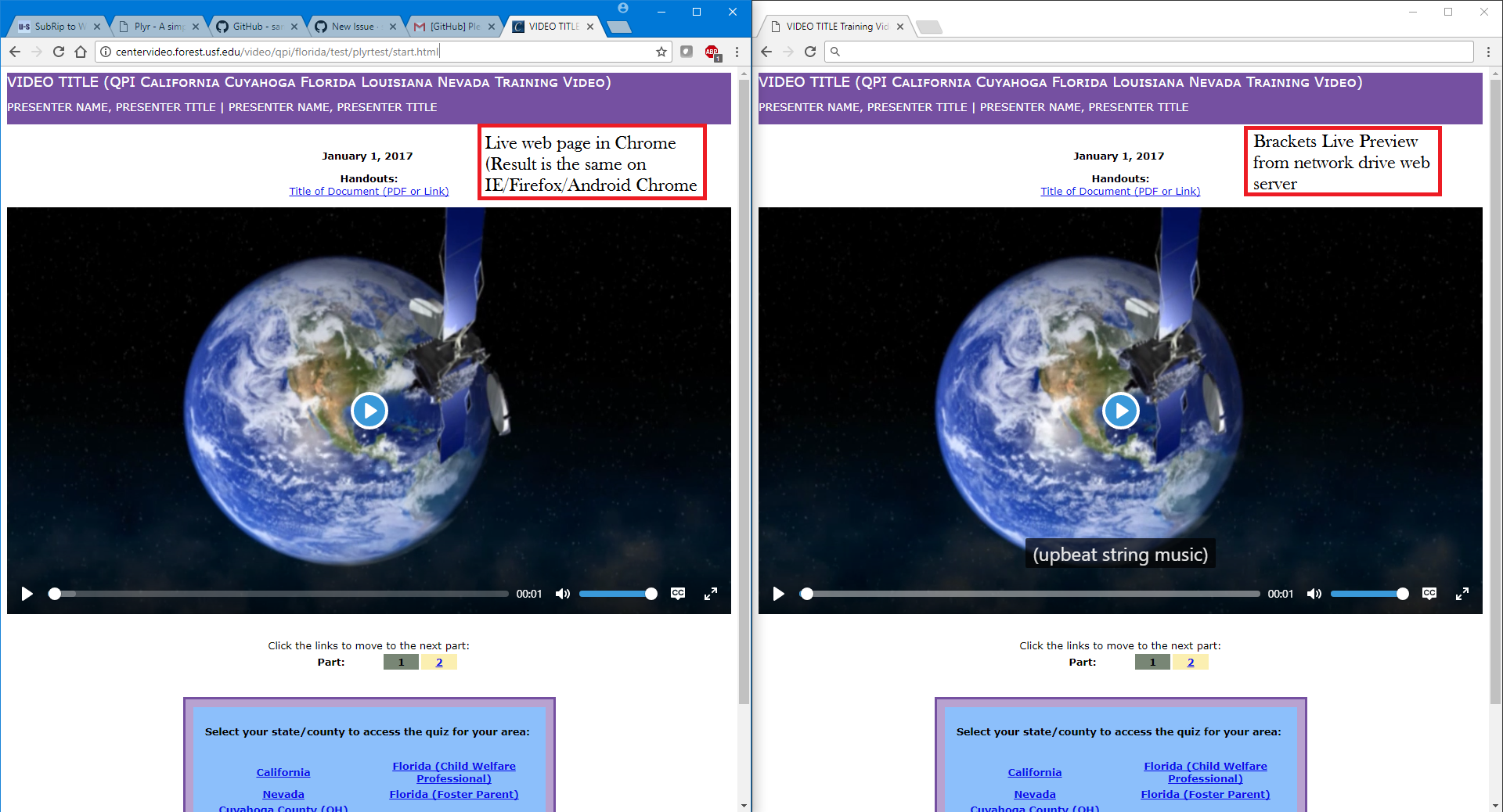 Captions will only display in Brackets Live Preview; Nowhere else