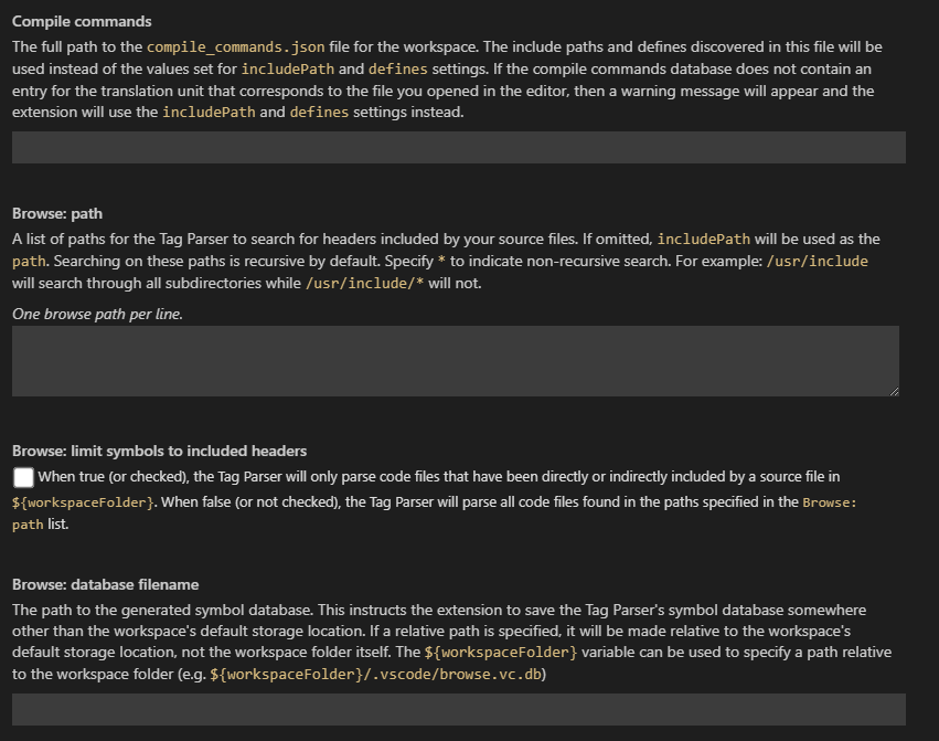 C/C++ Intellisense extension features (code completion, lint, etc ...