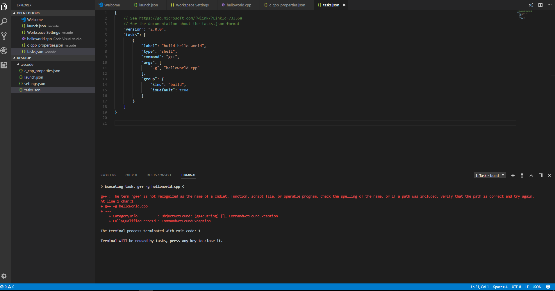 g++ not recognized as the name of a cmdlet · Issue #1329 · microsoft/vscode-cpptools  · GitHub