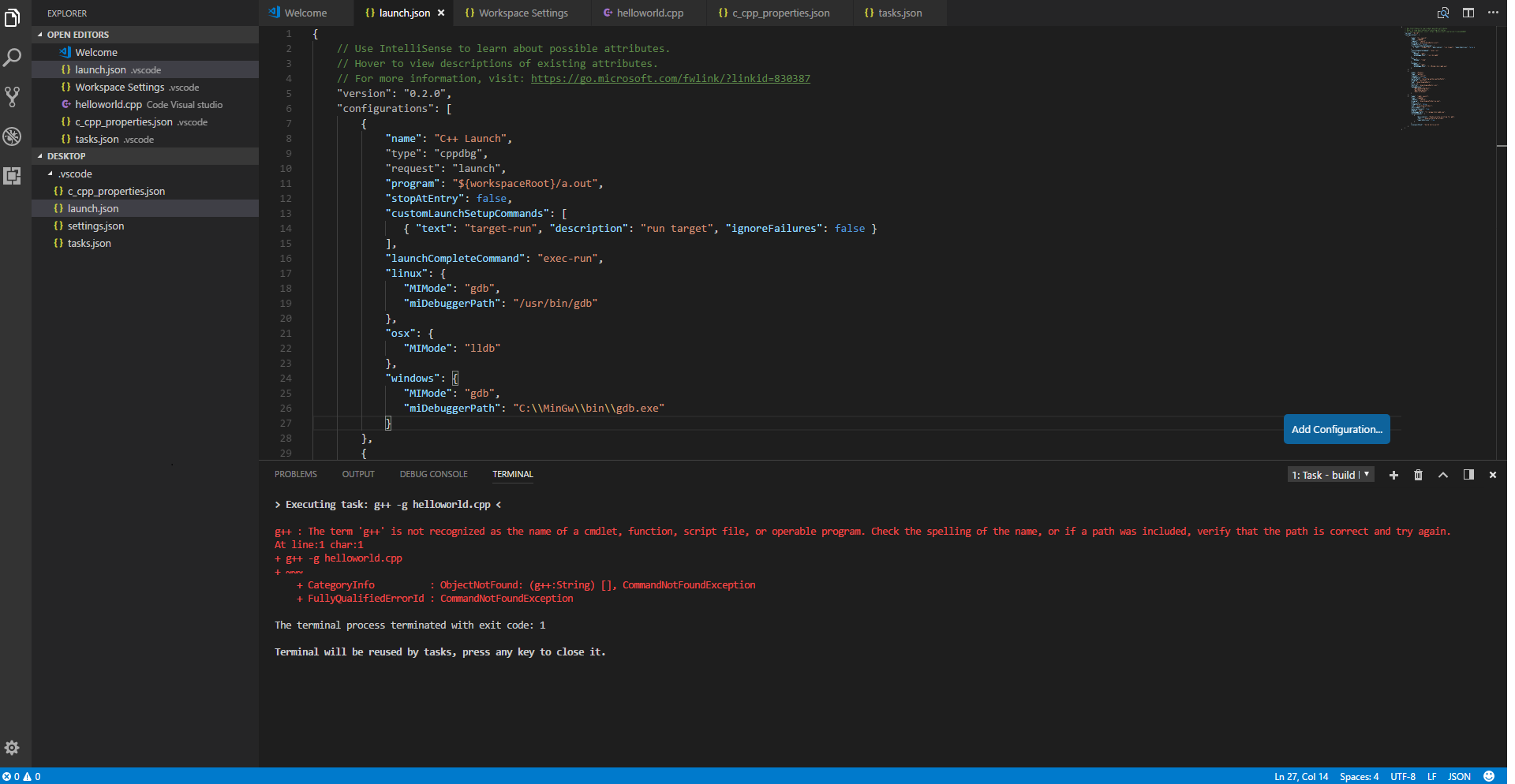 G Not Recognized As The Name Of A Cmdlet Issue 1329 Microsoft Vscode Cpptools Github