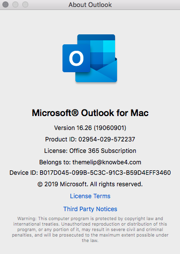 MAC-OutllookVersion