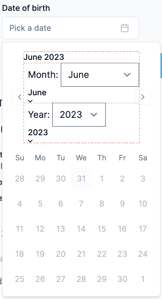 Date picker missing styles for captionlayout dropdown dropdown