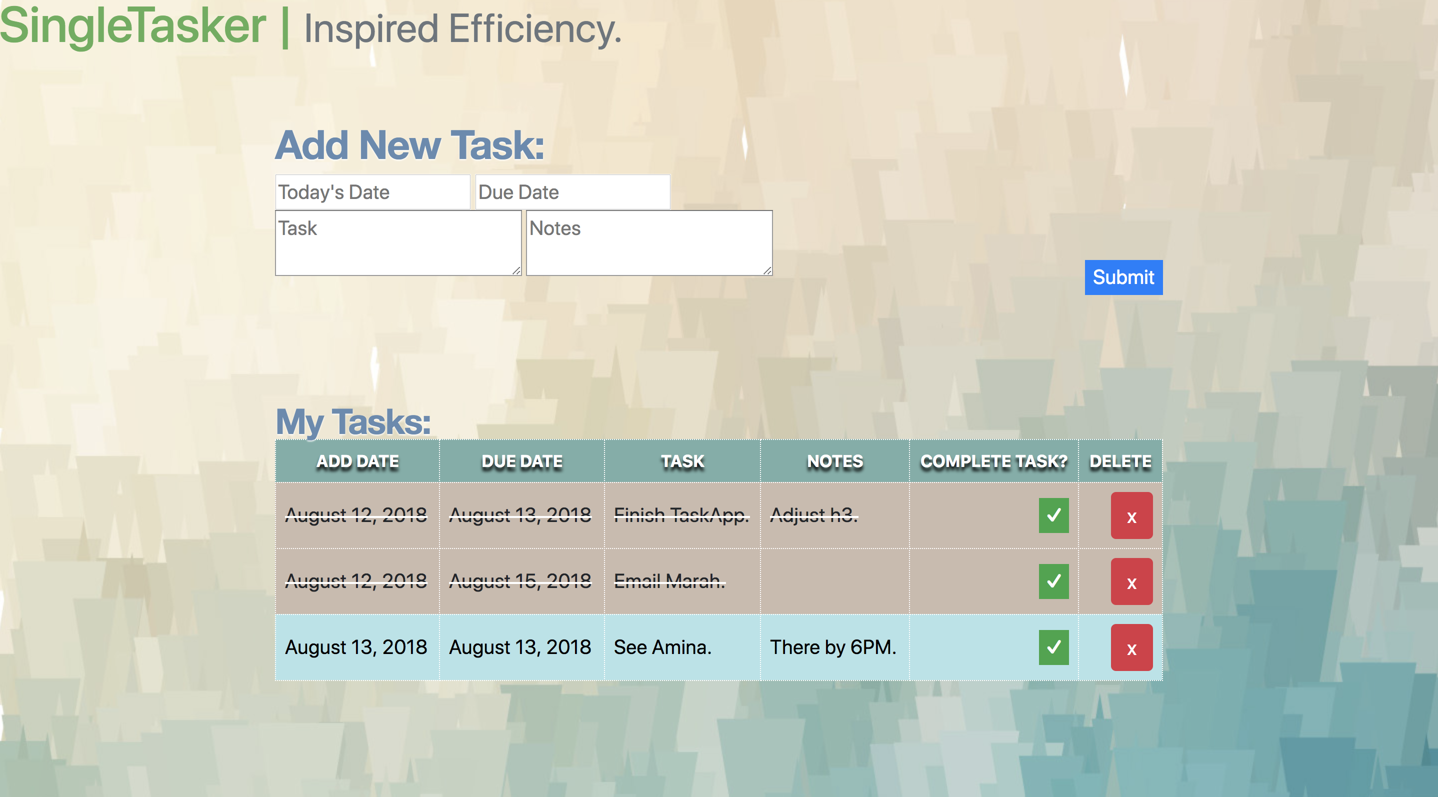 GitHub - kyracalvert/SingleTasker_toDoList_App: To-Do List Application