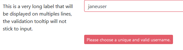 Validation Tooltip inside horizontal form not just below input when ...