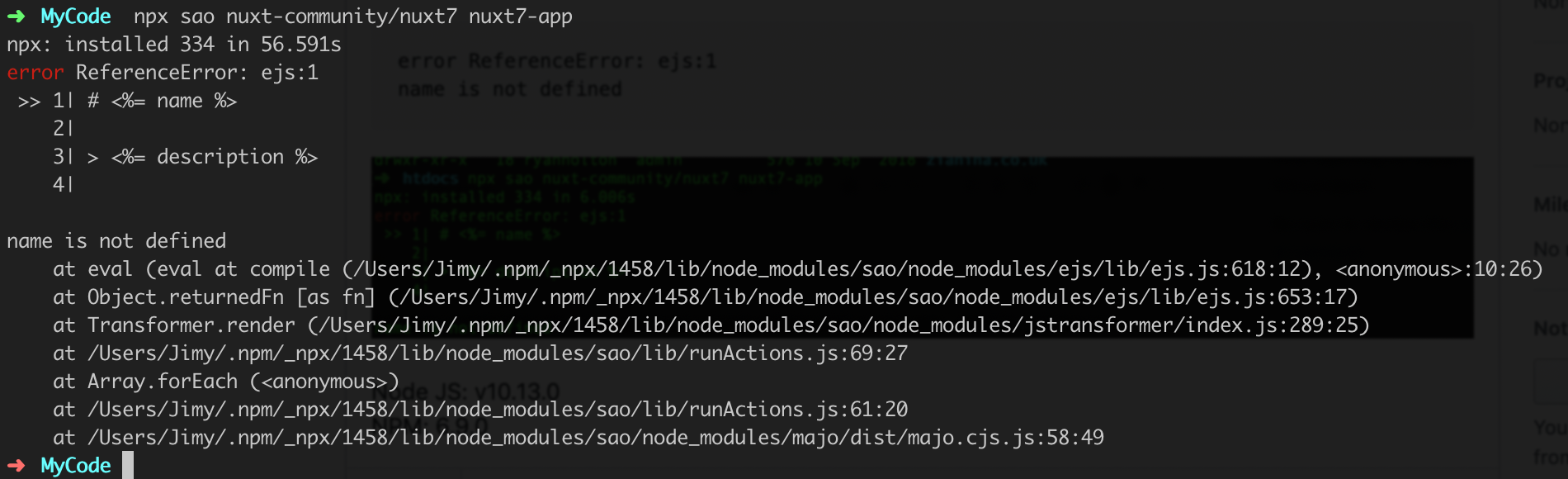 EJS error on install · Issue #64 · nuxt-community/nuxt7 · GitHub