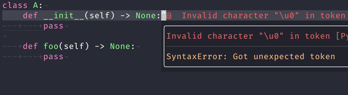 Pyright gets forced into a buggy state when a null character exists in ...