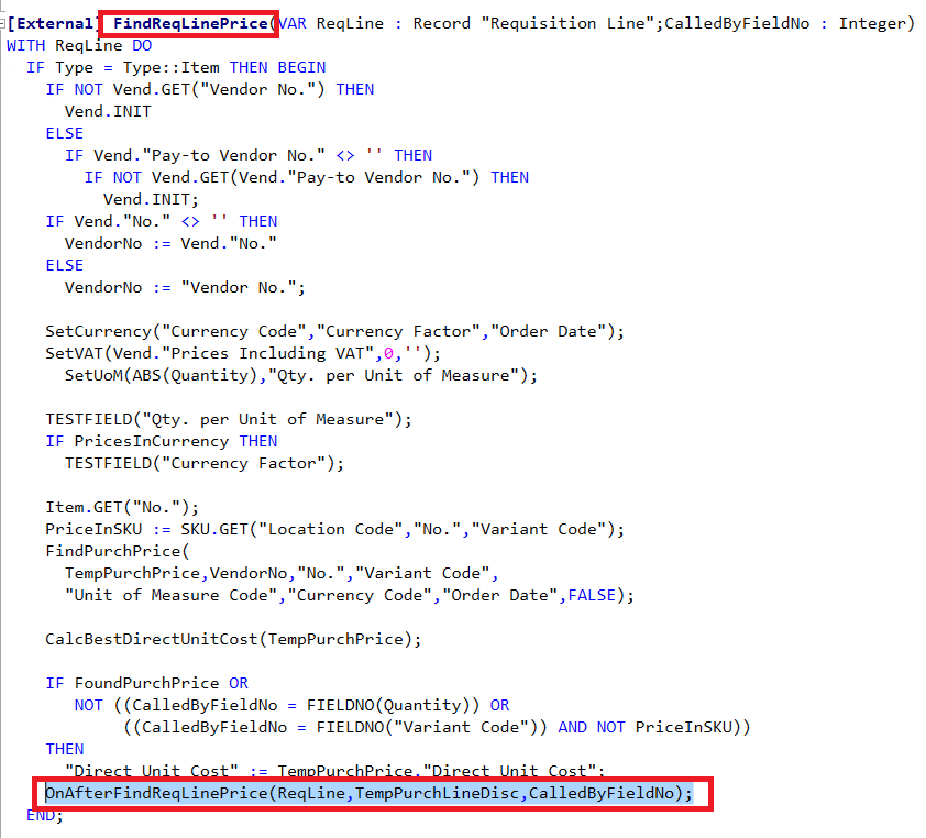 Event Request in Codeunit :-7010- Purch. Price Calc. Mgt. In ...