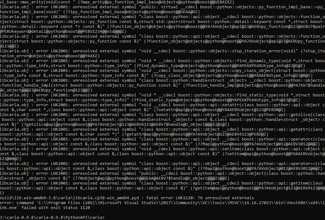 Python API build fails (CARLA 0.9.7) in Windows: · Issue #2568 · carla ...