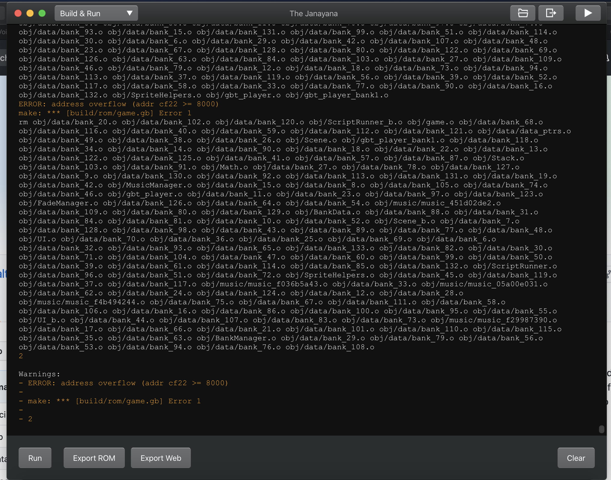 error: address overflow · Issue #613 · chrismaltby/gb-studio · GitHub