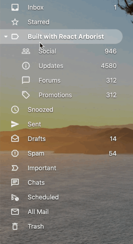 Gmail sidebar clone built with react-arborist