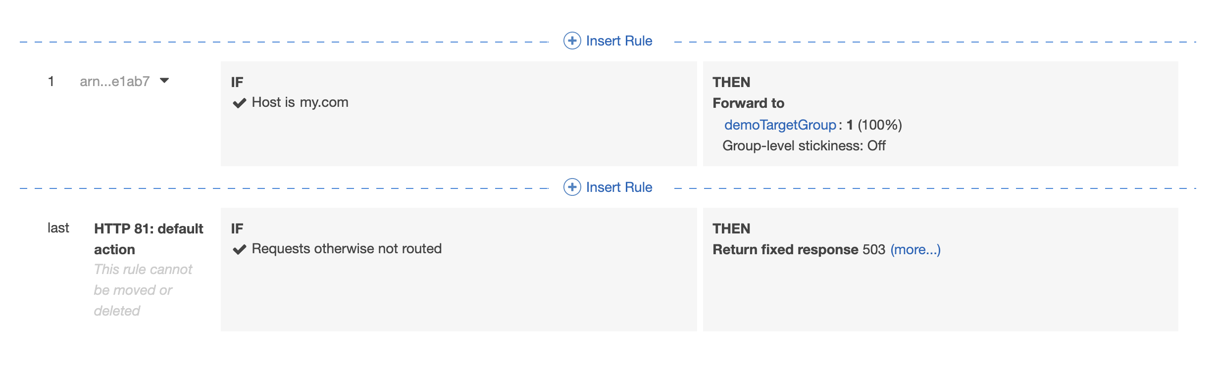 [elbv2] throw an exception when setting the default action multiple